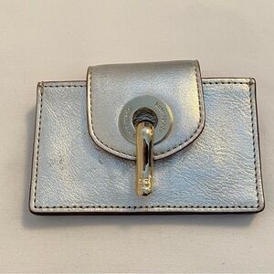 Kate Spade Silver Leather Gold Hardware Small Abby ID Card Case
